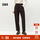 森馬（Semir）休閑褲女半松緊腰寬松錐形褲百搭冬季風(fēng)肌理抓絨長(cháng)褲101724127014