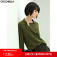 COCOBELLA[苔蘚綠]簡約氣質(zhì)雙排扣翻領(lǐng)毛衣女針織開衫MZ152C 橄欖綠 L