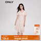 ONLY時(shí)尚少女印花泡泡袖V領(lǐng)中裙連衣裙女|123207122 HBG 粉色玫瑰滿(mǎn)印PINK ROSE AOP S (160) 80A