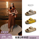 百思圖2025夏季新款懶人休閑厚底勃肯拖鞋涼鞋外穿女拖鞋B9311BT5 杏色 4CM經(jīng)典款 37
