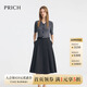 PRICH時(shí)尚拼接V領(lǐng)設(shè)計(jì)針織連衣裙2025夏季新款假兩件A字長(zhǎng)裙子女 19黑色 L (170)