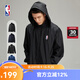 NBA隱藏帽拉鏈外套秋冬男士運動(dòng)休閑服防曬衣長(cháng)袖夾克外套上衣秋裝 黑色升級-百搭黑 M