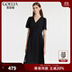 歌莉婭v領(lǐng)連衣裙女2025新款壓褶拼接設計感氣質(zhì)通勤小黑裙1C4C4K1A0 00B黑色 XL