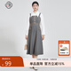 固執（OBSTINATE）【特價(jià)】復古連衣裙女裝秋冬新款收腰顯瘦日常通勤格子背帶裙 藍色 M