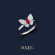 HKHL 【蝶韻】925銀紅寶石戒指女款蝴蝶指環(huán)輕奢高級感生日禮物送女友蝴蝶戒指港度14-16號（開(kāi)口可調節）