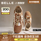 百麗（Belle）張凌赫同款女鞋彩虹豆德訓鞋跑道阿甘鞋新款休閑鞋D5R2DAM6 棕色 37