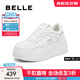 百麗（Belle）簡(jiǎn)約百搭小白鞋女2025秋新商場(chǎng)同款厚底增高休閑板鞋E7J1DCM5預售 米白色 37