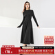 尚都比拉秋冬復(fù)古氣質(zhì)女神范打底針織連衣裙中長款顯瘦a字裙 黑色 L 