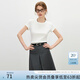 范思藍恩正肩短袖T恤女2025夏新款修身顯瘦設計感圓領(lǐng)上衣2113 白色 M