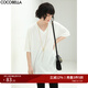 COCOBELLA寬松BF風(fēng)坑條V領(lǐng)半袖上衣中長款OP長T恤NTS10 白色 M