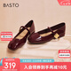 百思圖【喬欣同款】莫奈花園法式瑪麗珍M3173AQ5紅色 38