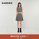 SANDRO秋冬女裝法式時(shí)尚氣質(zhì)黑白撞色千鳥(niǎo)格短款針織馬甲 B275/黑色 S (1)