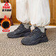 匹克棉鞋男女鞋秋冬新款加絨保暖厚底增高復古百搭二棉休閑運動(dòng)鞋 【男款】暗灰 42