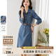 尚都比拉氣質(zhì)女神范牛仔連衣裙春秋顯瘦小個子中長款長袖裙子 牛仔藍(lán) L 