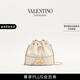 華倫天奴VALENTINO女士 VLOGO SIGNATURE 迷你羊皮水桶包 淺象牙白色 均碼
