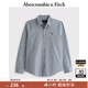 ABERCROMBIE & FITCH【爆款府綢】男裝25春夏美式經(jīng)典小麋鹿通勤長(cháng)袖襯衫KI125-5255 藍色 S (175/92A)
