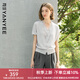 顏域假兩件針織開衫女夏裝2025新款蕾絲花邊薄款設(shè)計感獨特上衣女 灰色 L