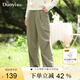 朵以（Duoyi）2025春季新款休閑撞色字母腰拼接腰褶皺工裝褲抽繩寬松褲子女 水波綠 M