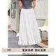 紫涵（ZIHAN）紫涵抽褶拼接半身長(zhǎng)裙女2025年夏季新款松緊高腰寬松大擺a字傘裙 白色 M