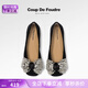 COUP DE FOUDRE2024秋季新款CDF女鞋氣質水鉆蝴蝶結法式高跟鞋一腳蹬平底鞋單鞋黑色36