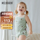 Milkbarn兒童套裝寶寶夏季純棉吊帶短褲女童洋氣時(shí)髦童裝 海岸之約 100 cm