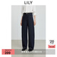 LILY2025冬新款復(fù)古原色加絨寬松休閑通勤深色牛仔褲闊腿香蕉褲女 419牛仔藍(lán) XL