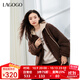LAGOGO巴恩風(fēng)仿羊羔絨厚外套女拉谷谷2024年冬季新款連帽休閑上衣 棕色 L