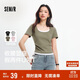 森馬（Semir）短袖t恤女短款假兩件百搭上衣25夏裝顯瘦U領(lǐng)套頭衫109325100015