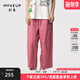 幻走（MOVEUP）2024夏季新款.FUN系列貓咪織嘜設(shè)計(jì)師純棉休閑直筒褲女 灰粉 M