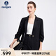 Navigare意大利小帆船七分袖西服女25春秋季新款時(shí)尚通勤西裝修身干練單西 暗夜黑 M