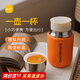 尚明燜茶杯鈦便攜式快客杯戶(hù)外旅行保溫杯一壺一杯燜泡保溫茶杯茶具 橙色【鍍鈦內膽】 160ml