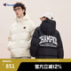 Champion【王俊凱同款】冠軍潮牌情侶羽絨服2024秋冬新款連帽加厚外套 米白色 L