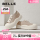 百麗（Belle）時尚百搭帆布鞋女商場同款個性厚底板鞋A8P1DBM4 杏色 36 (230mm)