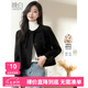 晚白【斷碼清倉(cāng)】新中式國(guó)風(fēng)100%羊毛雙面呢大衣女 深灰色 L