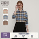 Teenie Weenie小熊女學(xué)院風(fēng)復古格紋棉襯衫2025年秋新款格子上衣 藍色 L