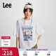 Lee商場(chǎng)同款舒適版日常圓領(lǐng)印花圖案白色男短袖T恤上衣休閑潮流 白色（尺碼偏大，拍小一碼） M