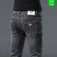 阿瑪尼秋冬新款黑色牛仔褲男款彈力修身小腳高端休閑百搭長(cháng)褲子 灰色-K8123 34 2尺7