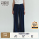 Teenie Weenie小熊女裝牛仔褲2025年夏季休閑通勤寬松舒適闊腿長褲 深藍(lán)色 XS