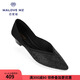 MALOVE MZ王妃鞋新款3.7cm尖頭水晶低跟單鞋女職業(yè)通勤百搭平底鞋新款單鞋 夢幻黑（腳寬建議拍大一碼） 40