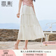 香影白色傘裙半身裙女2025夏裝新款芭蕾風(fēng)蕾絲邊層層蛋糕裙小白裙 白色 L 165/88A/110-125斤