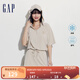 Gap女裝夏季涼感透氣連帽修身短袖連體衣時(shí)尚短褲430392 米色 S (160/80A) 亞洲尺碼