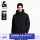 杰克·瓊斯（JACK&JONES）男裝冬季logo膠印寬松休閑百搭防風(fēng)袖口抽繩連帽羽絨服224412035 黑色E40 M 175