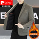 皮爾卡丹（pierre cardin）男士毛呢西裝外套秋冬季加棉加厚休閑西服男裝上衣單西呢子大衣潮 卡其/加棉 L 110-125斤左右