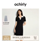 歐時(shí)力OCHIRLY polo領(lǐng)短袖針織連衣裙A字撞色透氣2025夏季新品 黑色 L