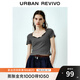 UR2025秋季新款女裝拼接吊帶蕾絲短款修身短袖T恤UWG450183 花灰 M