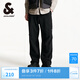 杰克·瓊斯（JACK&JONES）男裝秋季潮流加絨褲子傘兵褲工裝褲男直筒寬松休閑褲蓄熱保暖男褲 E40 黑色 M 偏大，建議拍小一碼