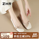 ZHR單鞋女淺口溫柔蝴蝶結(jié)船鞋女真牛皮平底兩穿女鞋 AH521 米色 37 