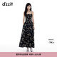 DZZIT地素短袖連衣裙2025夏季新款復古重工刺繡泡泡袖裙子女3J2O4236A 黑色（吊帶裙) S