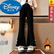 迪士尼（Disney）新款外穿兒童長(cháng)褲冬季加絨洋氣一體加厚女孩中大童喇叭褲女童褲子 毛球黑色(加絨) 170 建議身高160CM