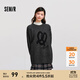 森馬毛衣女中長(cháng)款寬松落肩圓領(lǐng)毛衫休閑慵懶2024新款冬季提花衣服 中花灰00513 L 165/88A